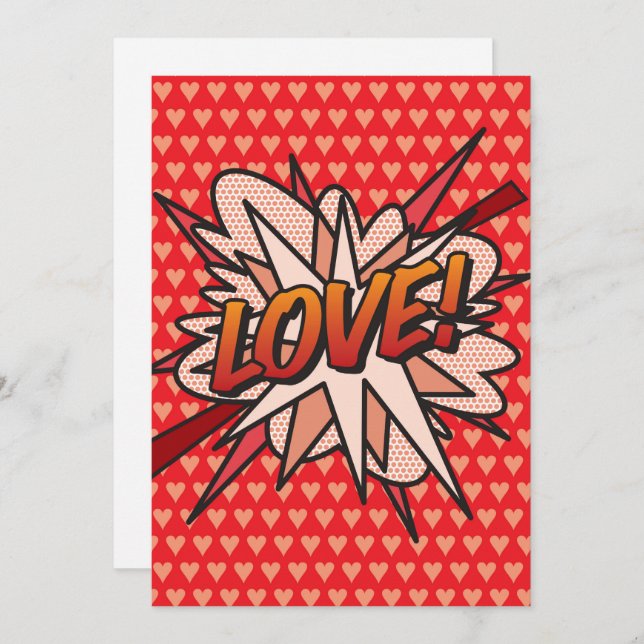 LOVE Fun Retro Comic Book Pop Art Invitation (Front/Back)