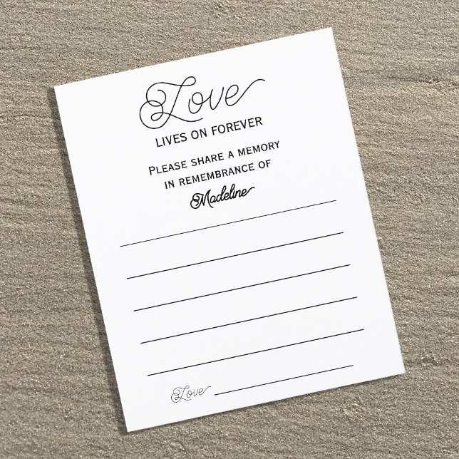 Love Funeral Attendance Card Share A Memory (Creator Uploaded)