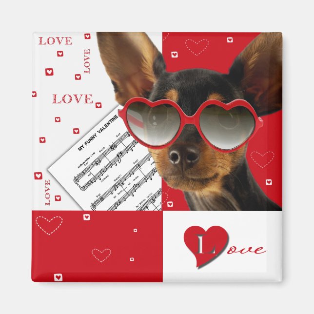 Love. Funny Dog Valentine's Day Gift Magnet (Front)