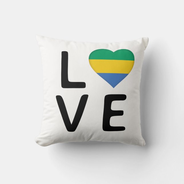 Love - Gabon Flag Throw Pillow (Front)