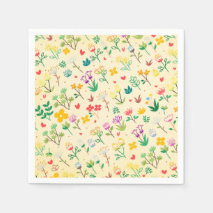 Love Garden Spring Flowers & Hearts Birthday Party Napkin