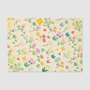 Love Garden Spring Flowers & Hearts  Tissue Paper
