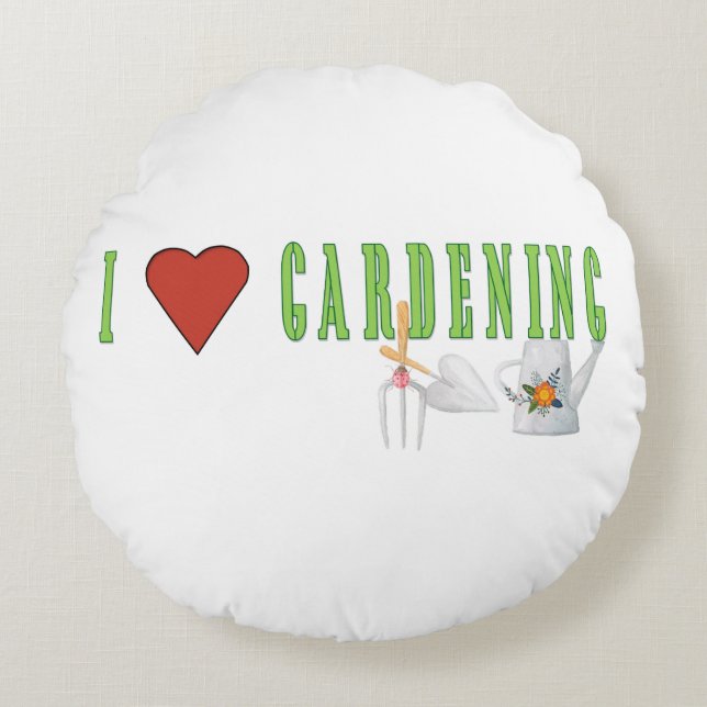 Love Gardening Round Pillow (Front)