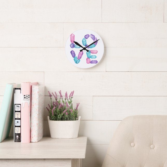 LOVE Gemstone Wall Clock – Elegant Crystal Letter  (Reading Room)