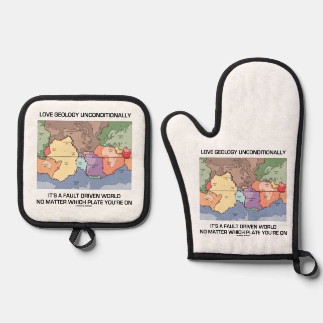 Love Geology Unconditionally Fault Driven World Oven Mitt & Pot Holder Set (Front)