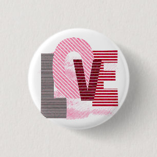 Love Geometric Magenta Letter 1 Inch Round Button
