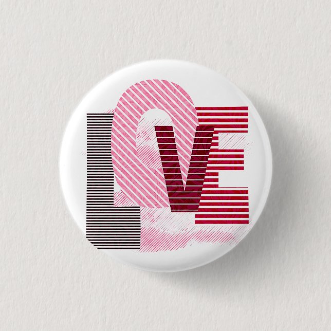 Love Geometric Magenta Letter 1 Inch Round Button (Front)