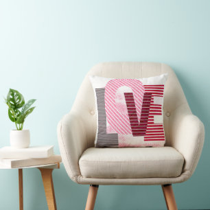 Love Geometric Magenta Letter Throw Pillow