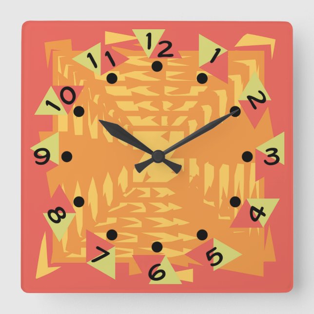 LOVE GEOMETRIX COLORS BY MASANSER SQUARE WALL CLOCK (Front)