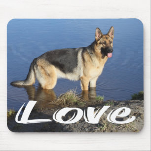Love German Shepherd Puppy Dog Portrait Mousepad