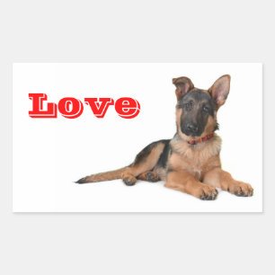 Love German Shepherd Puppy Dog Stickers / Labels