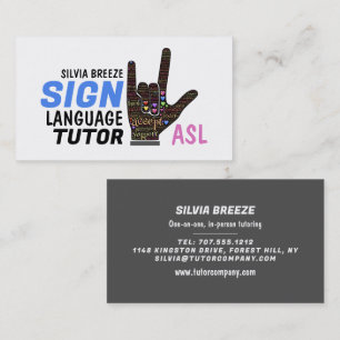 Love Gesture, Sign Language Tutor, Teacher Business Card