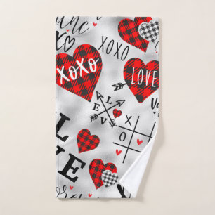 Love Gift Pattern, Xoxo, Love, Valentine's Decor Hand Towel