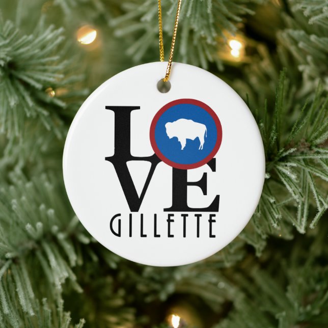 LOVE Gillette Wyoming Ceramic Ornament (Tree)
