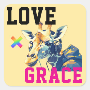 LOVE × GIRAFFE - Custom Square Sticker