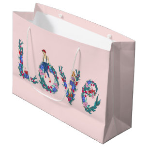Love, girls and flowers large gift bag