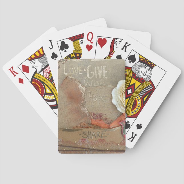 Love Give Hope Share Mixed Media Art Playing Cards (Back)