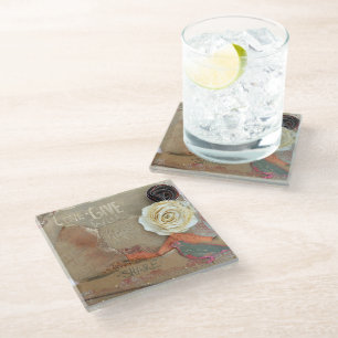 Love Give Hope Share Saying Glass Coaster