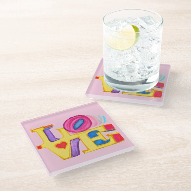 LOVE Glass Coasters (Angled)