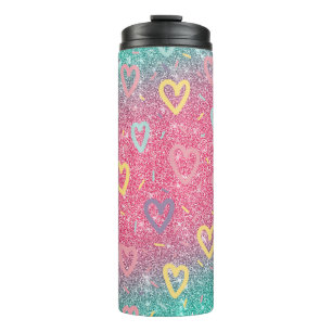 Love Glitter Hearts Thermal Tumbler