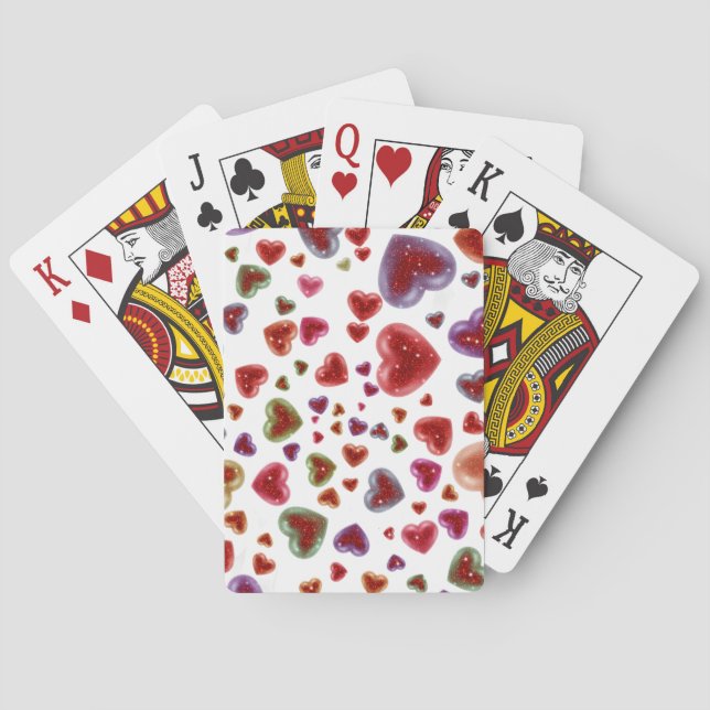 Love, glittery hearts 2 playing cards (Back)