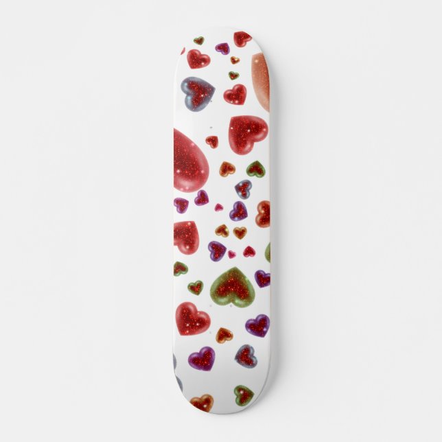 Love, glittery hearts 2 skateboard (Front)