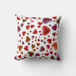 Love, glittery hearts 2 throw pillow