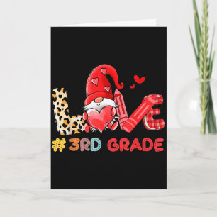 Love Gnome 3rd Grade Teacher Leopard,valentine Tea Card