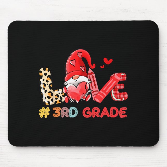Love Gnome 3rd Grade Teacher Leopard,valentine Tea Mouse Pad (Front)