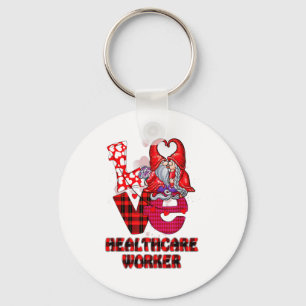 Love Gnome Healthcare Worker Valentines Day Heart Keychain