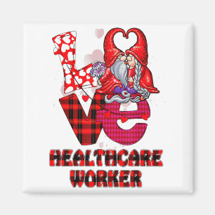 Love Gnome Healthcare Worker Valentines Day Heart  Magnet