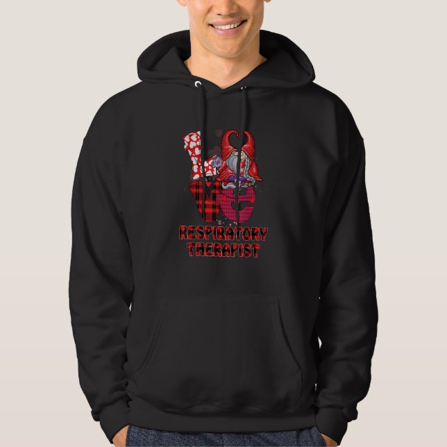 Love Gnome Respiratory Therapist Valentines Day He Hoodie (Front)