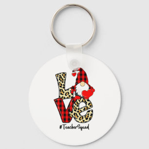 Love Gnome Teacher Squad Happy Valentine Gnome Tea Keychain