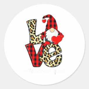 Love Gnome Teacher Squad Valentines Day Teacher St Classic Round Sticker