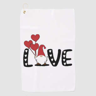 Love Gnome Valentines Day  Golf Towel