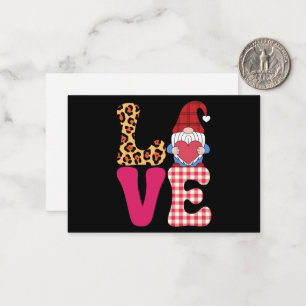 Love Gnome Valentines Day Red Buffalo Plaid Leopar Card
