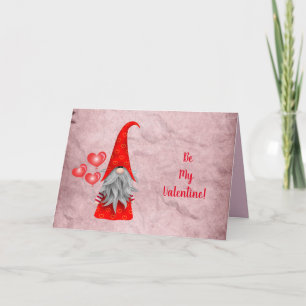 Love gnome with hearts balloons  card