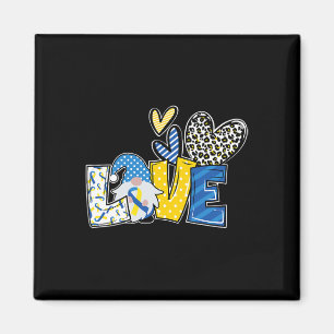 Love Gnomes Blue Yellow Ribbon Down Syndrome Aware Magnet