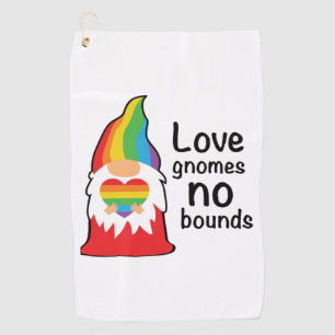 Love gnomes no bounds rainbow art golf towel