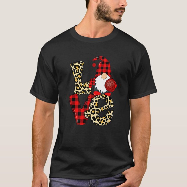 Love Gnomies Happy Valentine Day Leopard Red Buffa T-Shirt (Front)