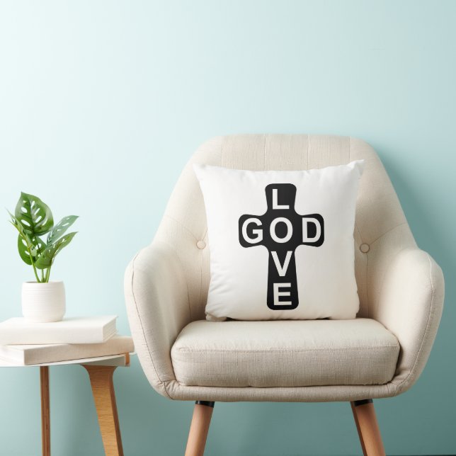 Love GOD  16x16 Throw Pillow (Chair)