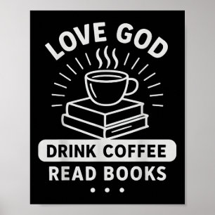 Love God Coffee Books Vintage Christian Readers  Poster