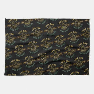 Love God Drink Coffee Read Books Lovers Vintage Kitchen Towel