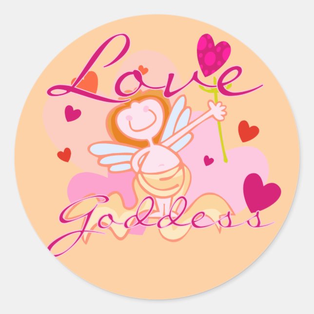 Love Goddess Valentine Classic Round Sticker (Front)