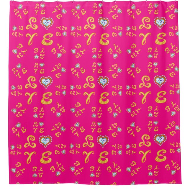 LOVE gold fabric font letters Love around pink (Front)