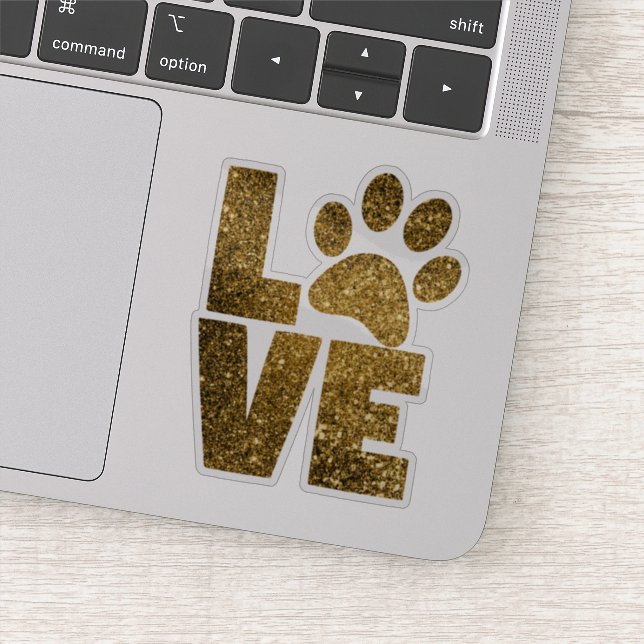 LOVE | Gold Glitter Paw Print (Detail)