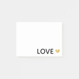 Love Gold Heart Post-it Notes