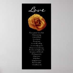 Love - Gold Rose - First Corinthians Poster
