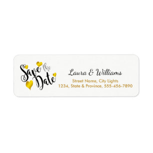 Love Gold Save The Date Heart Shape Brushed