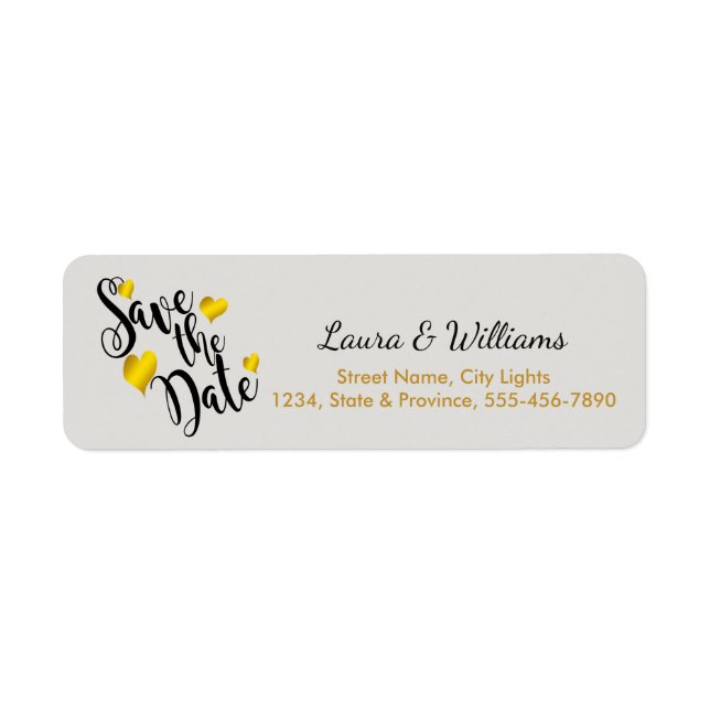 Love Gold Save The Date Heart Shape Brushed (Front)